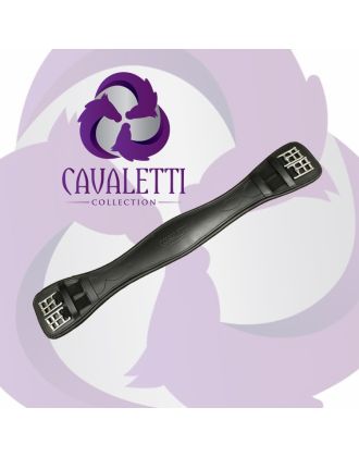 Black leather Cavaletti Collection Vogue dressage girth with silver roller buckles.