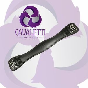 Black leather Cavaletti Collection Vogue dressage girth with silver roller buckles.